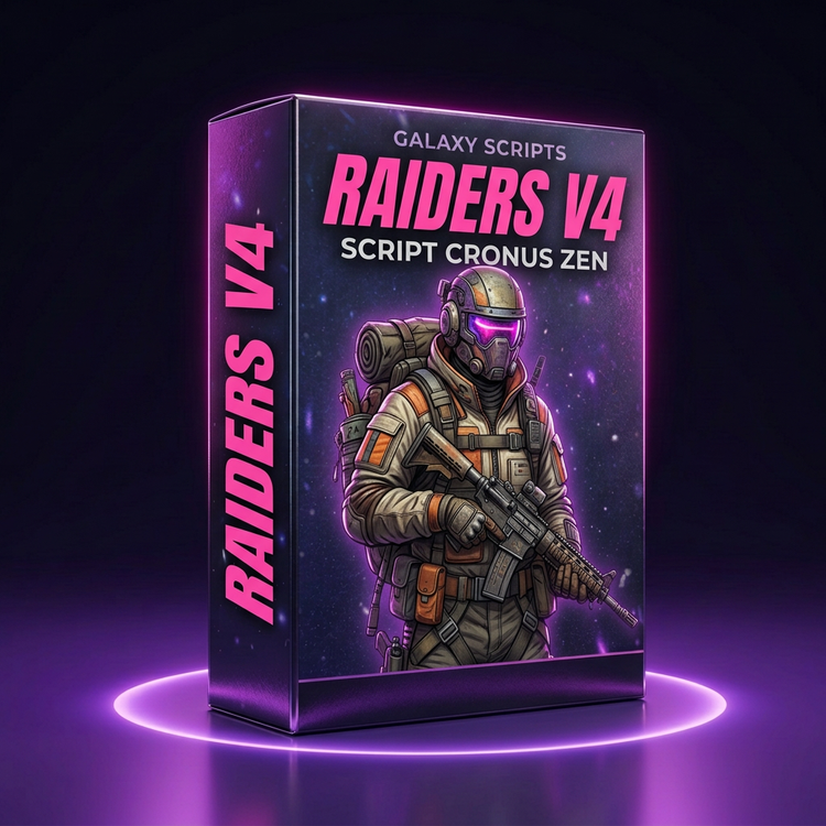 Boîte Galaxy Scripts Raiders V4 avec explorateur rétro-futuriste